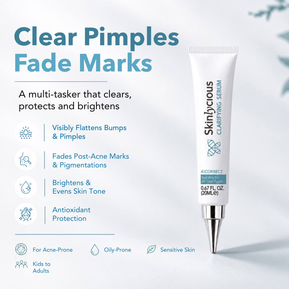 Skinlycious Clarifying Serum for pimples, post-acne marks, uneven skin tone and antioxidant protection