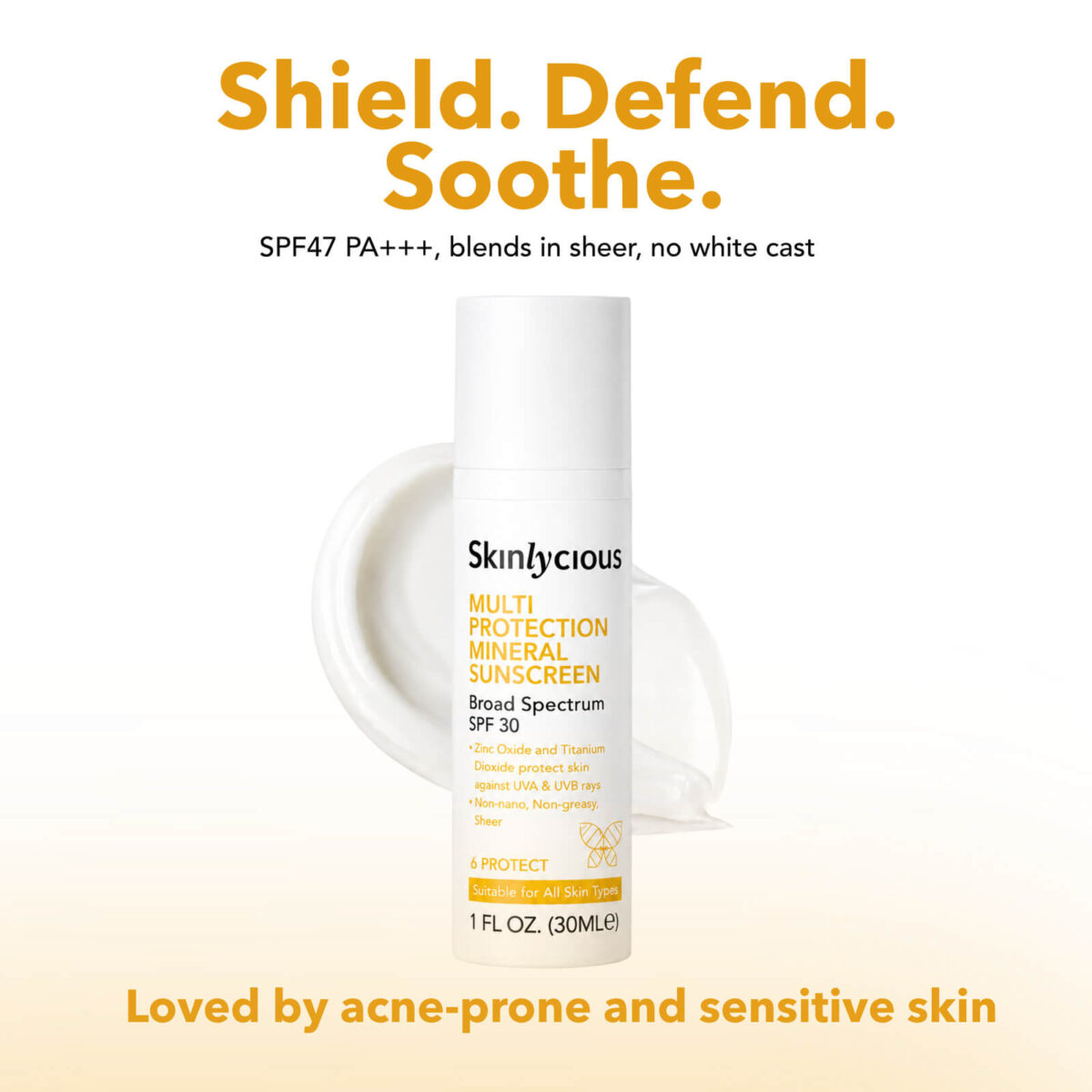 Skinlycious Multi Protection Mineral Sunscreen SPF 47 PA+++ for acne-prone and sensitive skin with sheer, no-white-cast protection