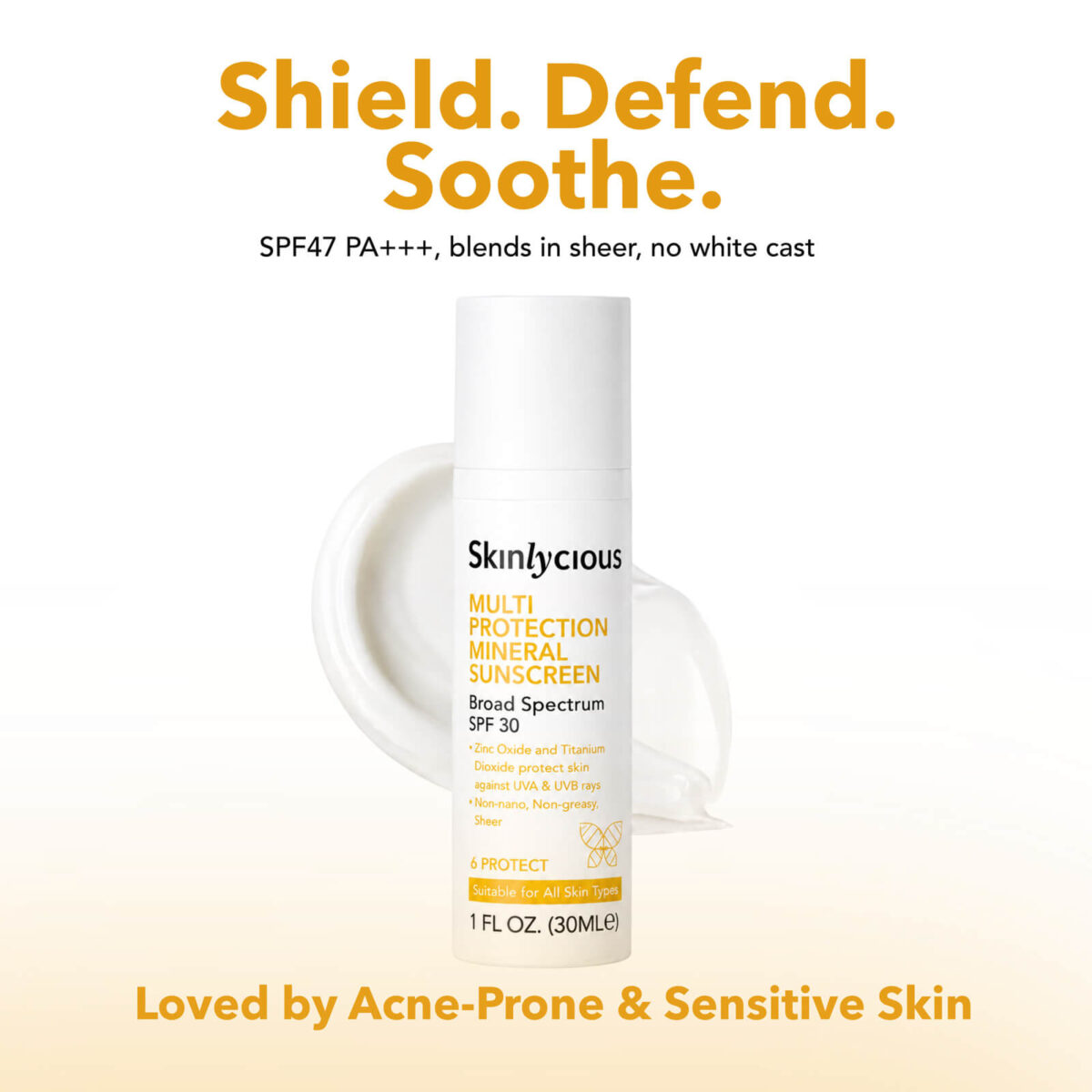 Skinlycious Multi Protection Mineral Sunscreen SPF 47 PA+++ for acne-prone and sensitive skin with sheer, no-white-cast protection