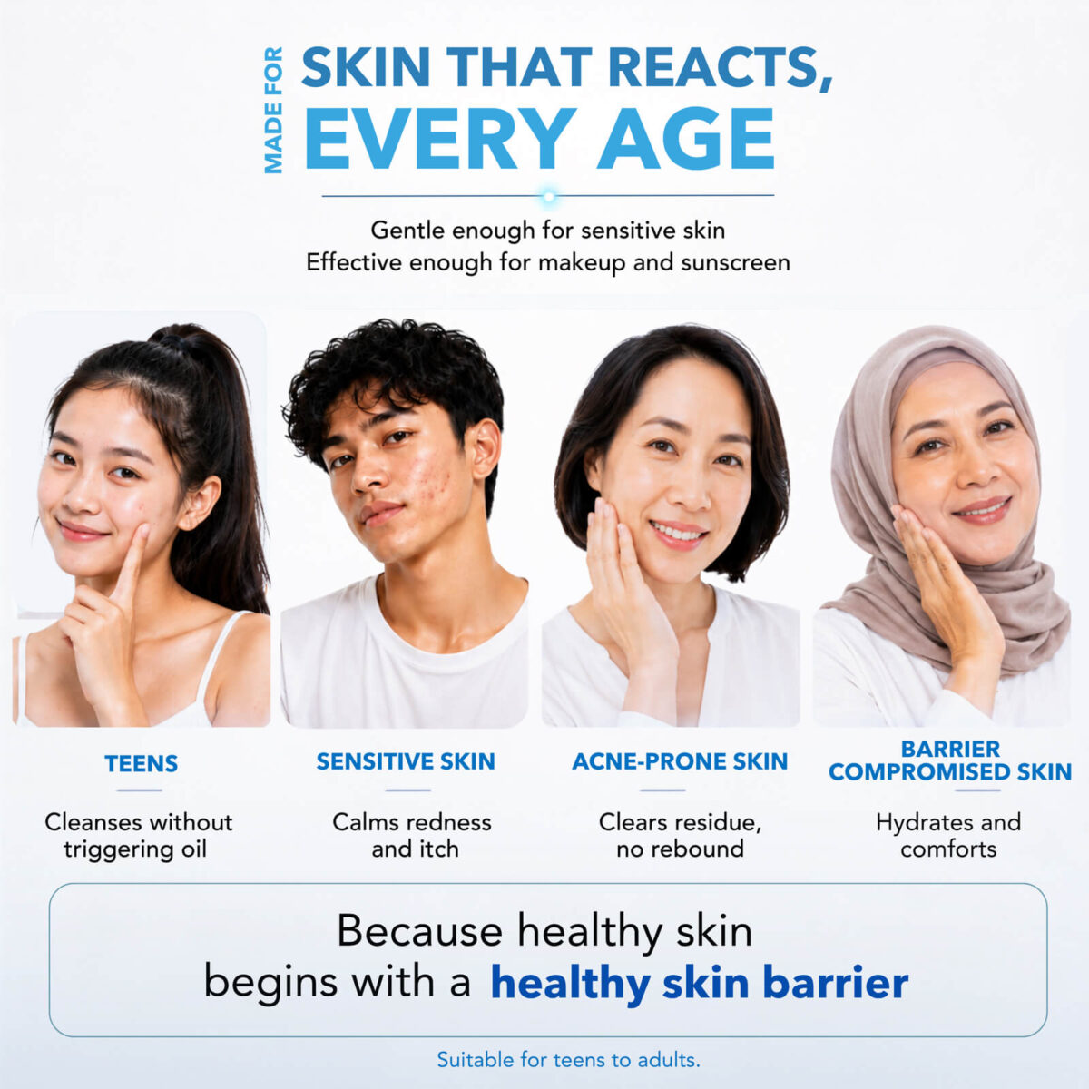Skinlycious Soothing Cleansing Gel for teens, sensitive skin, acne-prone skin and compromised skin barriers.