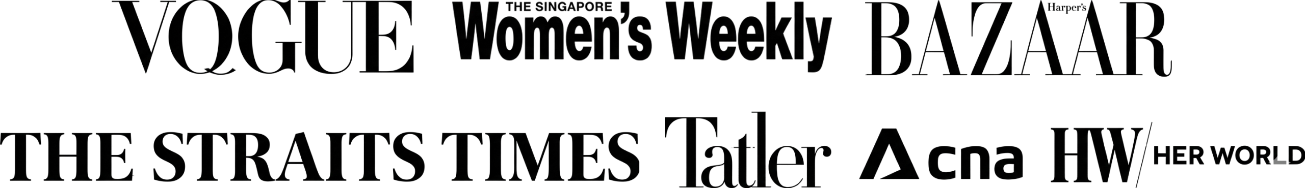 vogue, womens, weekly, bazzar, the straight times, tatler, cna, her world